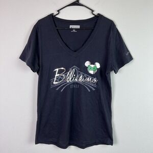 Disney‎ Epcot Italy Collectible T-shirt, Metallic and Black, Women's 2XL, V Neck